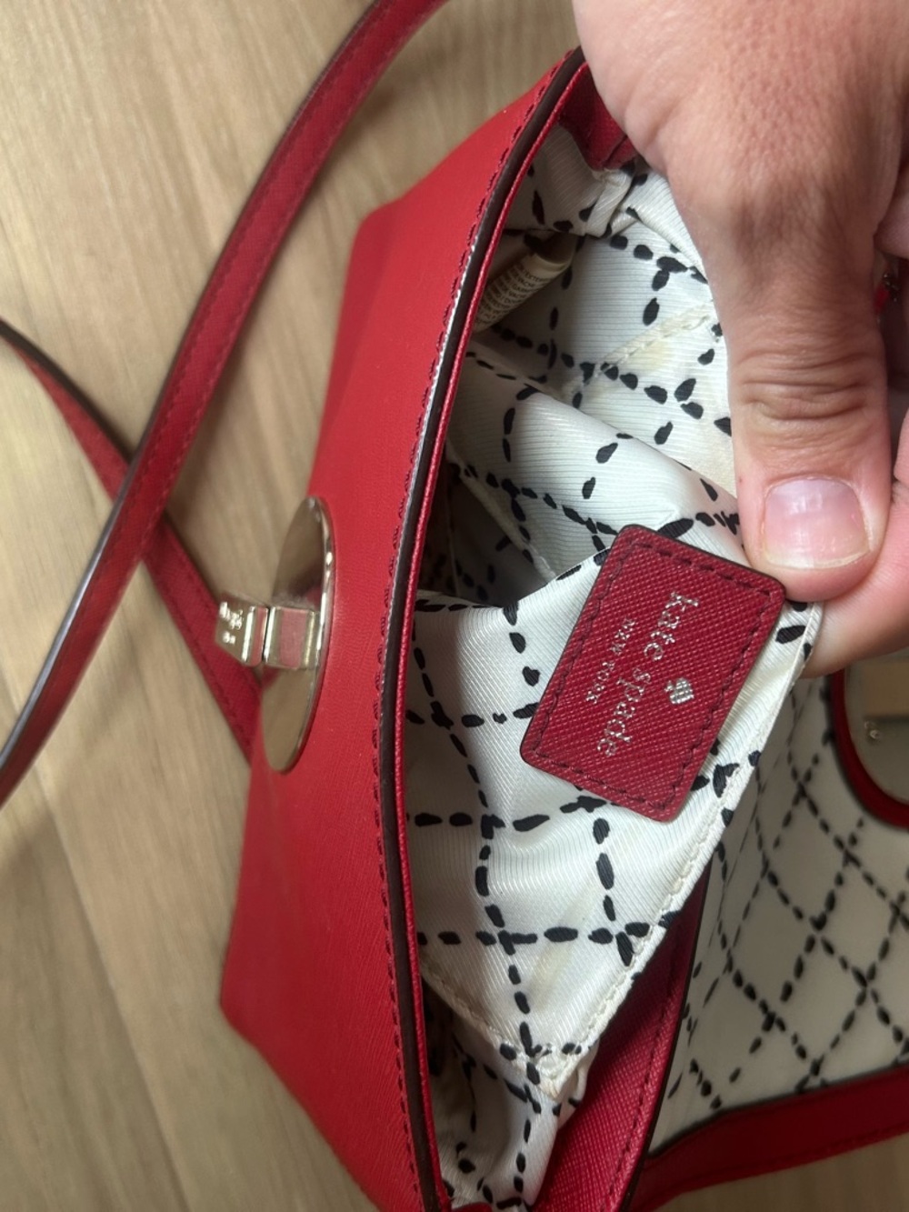 kate spade Red Leather Crossbody with Polished Turn-Lock - Picture 5 of 6